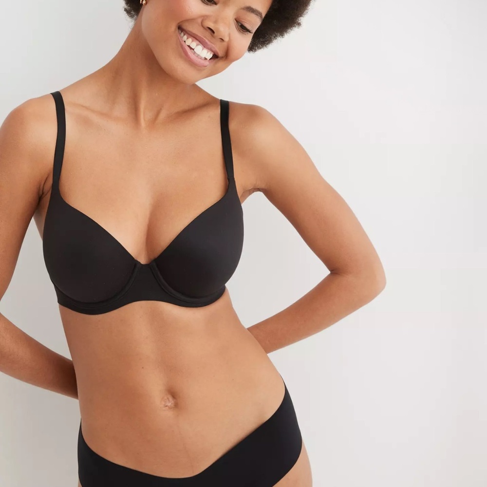 NWT Aerie Womens Size 38DD Black Push Up Demi Underwire Bra